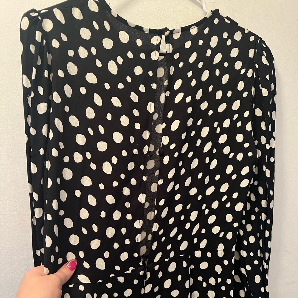 Reformation, splatter dress black and white